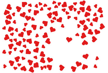 Randomly scattered red heart vector, Love heart vector, Color illustration for or wedding invitation background party design, Vector illustration.