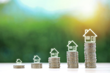 Property investment and saving growth or business financial house mortgage for advertising concept....