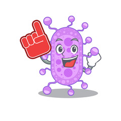 Mycobacterium presented in cartoon character design with Foam finger