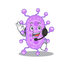 A gorgeous mycobacterium mascot character concept wearing headphone