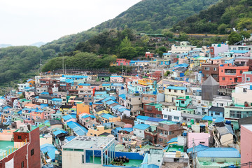 Gamcheon cultural village in Busan, South Korea. Gamcheon village is a famous tourist attraction widely known as Korean Machu Picchu.