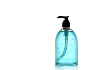 blue ethyl alcohol gel for hand cleaning to prevent virus