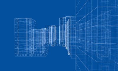 Vector wire-frame model of a multi-storey building