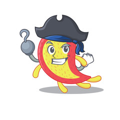 Azorhizobium caulinodans cartoon design style as a Pirate with hook hand and a hat