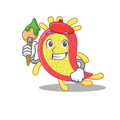 A creative azorhizobium caulinodans artist mascot design style paint with a brush