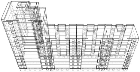 Vector wire-frame model of a multi-storey building