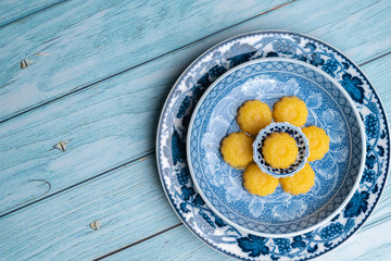 Traditional Thai Dessert , a famous auspicious Thai dessert made from flour, sugar, eggs, Coconut Milk