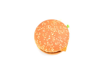 Burger fish isolated on white background. Soft focus and fast food style concept.