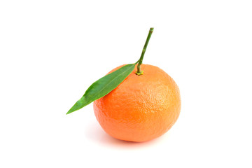 Fresh delicious orange mandarins or tangerines with leaves  isolated on white background. Very much vitamin and good for healthy.