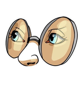 Cartoon hand drawn eays wearing glasses isolated