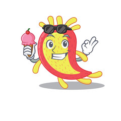 Cartoon design concept of azorhizobium caulinodans having an ice cream