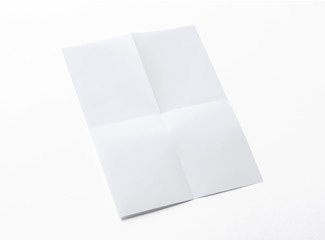 Folded poster flyerisolated on white as template for event promotion, design presentetion, self portfolio etc.