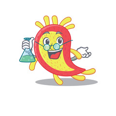 Azorhizobium caulinodans smart Professor Cartoon design style working with glass tube