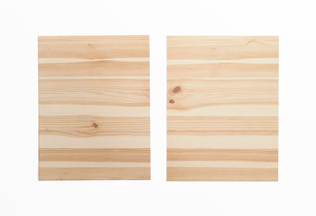 2 wooden desk isolated on white as template for logo, embossing presentation, texture etc.