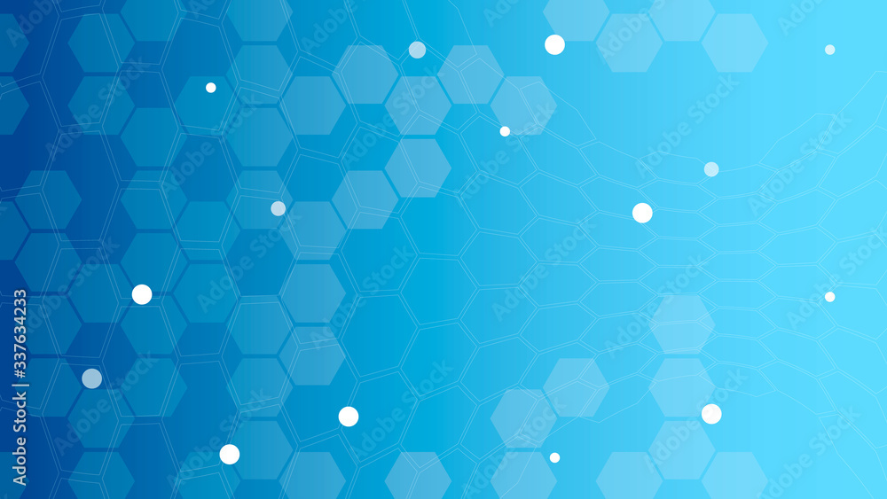 Poster abstract background with hexagons and circles. design for science and medicine. backdrop for innovat