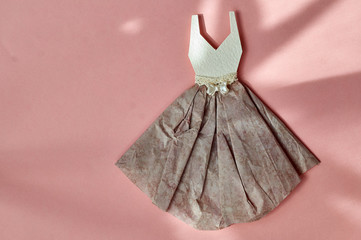 homemade dress made of paper. origami as a creative hobby