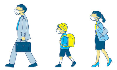 密集しない通行人（シンプルカラー）