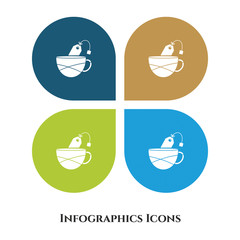 Tea or Coffee Cup Vector Illustration icon for all purpose. Isolated on 4 different backgrounds.