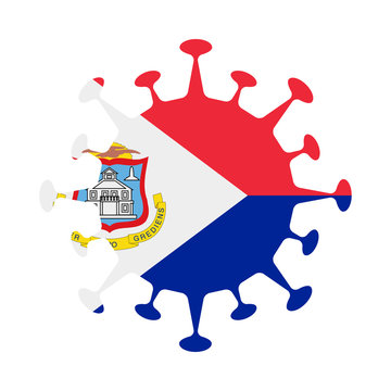 Flag of Sint Maarten in virus shape. Country sign. Vector illustration.
