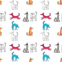 pattern with dogs, stylized Pets