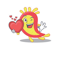 A sweet azorhizobium caulinodans cartoon character style with a heart