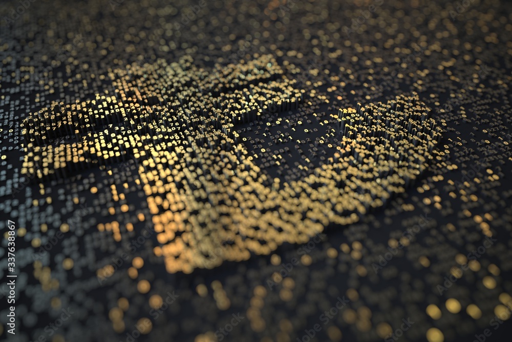 Poster golden numbers bars compose try turkish lira symbol on black background. 3d rendering