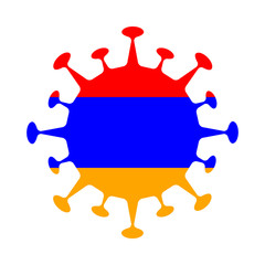 Armenian flag in virus shape, symbolizing COVID-19 impact.