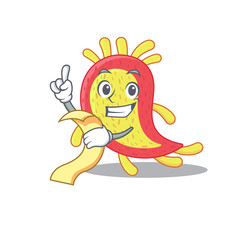 Azorhizobium caulinodans mascot character design with a menu on his hand