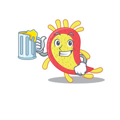 A cartoon concept of azorhizobium caulinodans rise up a glass of beer