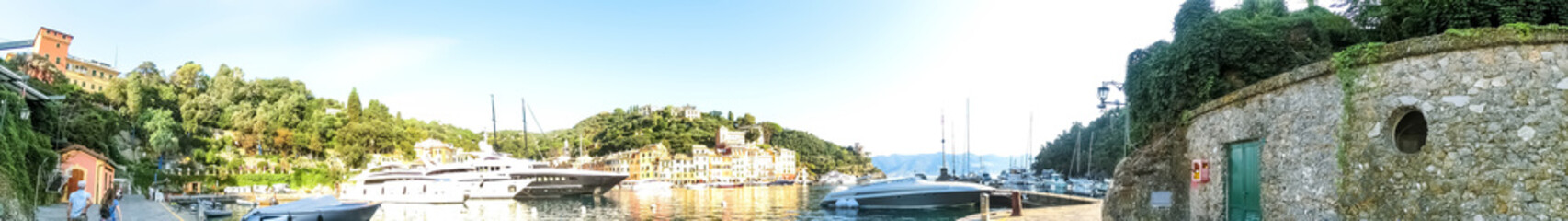 Naklejka na ściany i meble Beautiful bay with yachts in Portofino, Liguria, Italy