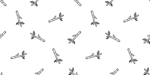 stick Wood branch Seamless Pattern doodle leaf repeat wallpaper tile background illustration doodle design