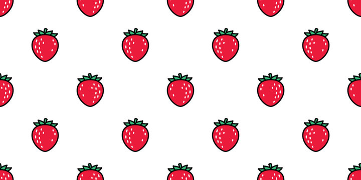 strawberry seamless pattern vector fruit cartoon scarf isolated repeat background tile wallpaper illustration doodle textile design