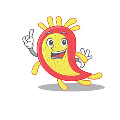 Azorhizobium caulinodans mascot character design with one finger gesture