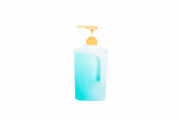 Alcohol gel sanitizer hand gel cleaners for anti Bacteria and virus on White Background, People using alcohol gel to wash hands to prevent COVID-19 virus