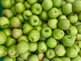 Green Apple Background, freshly picked from tree