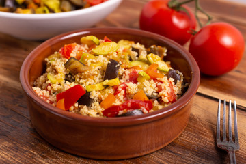 Cous cous with vegetables. oriental recipe that adapts to the characteristics of a vegan and...