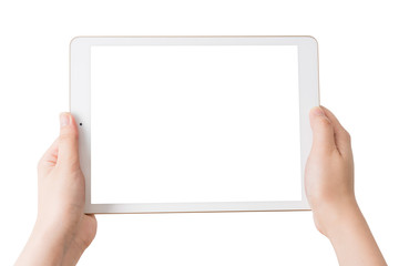 Asian women with tablets in their hands