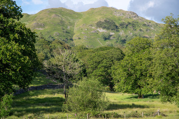 Fototapeta na wymiar Langdale Valley, Cumbia in the English Lake District on a summer day.