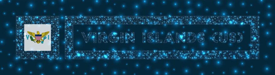 Virgin Islands (US) badge. Flag of Virgin Islands (US) in glowing network geometric style. Cool vector illustration.