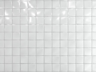 White squares ceramic tile on the wall. 3d render. - obrazy, fototapety, plakaty