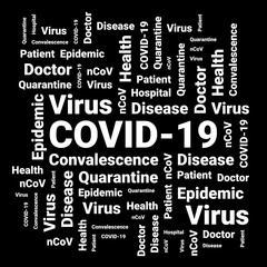 Covid-19 Coronavirus concept inscription typography design. World Health organization WHO introduced new official name for Coronavirus disease named COVID-19, dangerous virus vector illustration