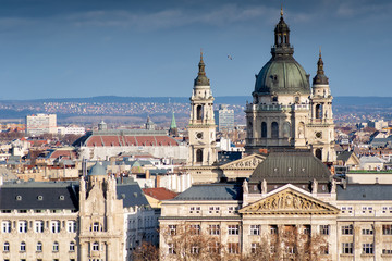 Budapest cityscape as seen from Gellert Hill. Hungary