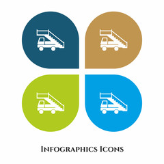 airport stair truck Vector Illustration icon for all purpose. Isolated on 4 different backgrounds.