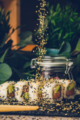 Sushi on the black board