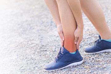 Runners have pain in the ankle area. May be due to inflammation of the muscles and bones.