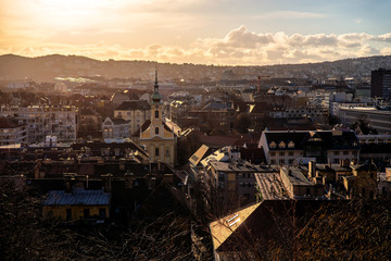 Residential District in Buda at sunset. Budapest, Hungary