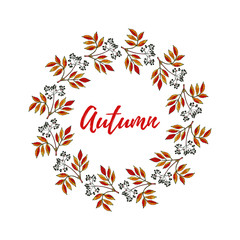 Hand drawn vintage autumn wreath