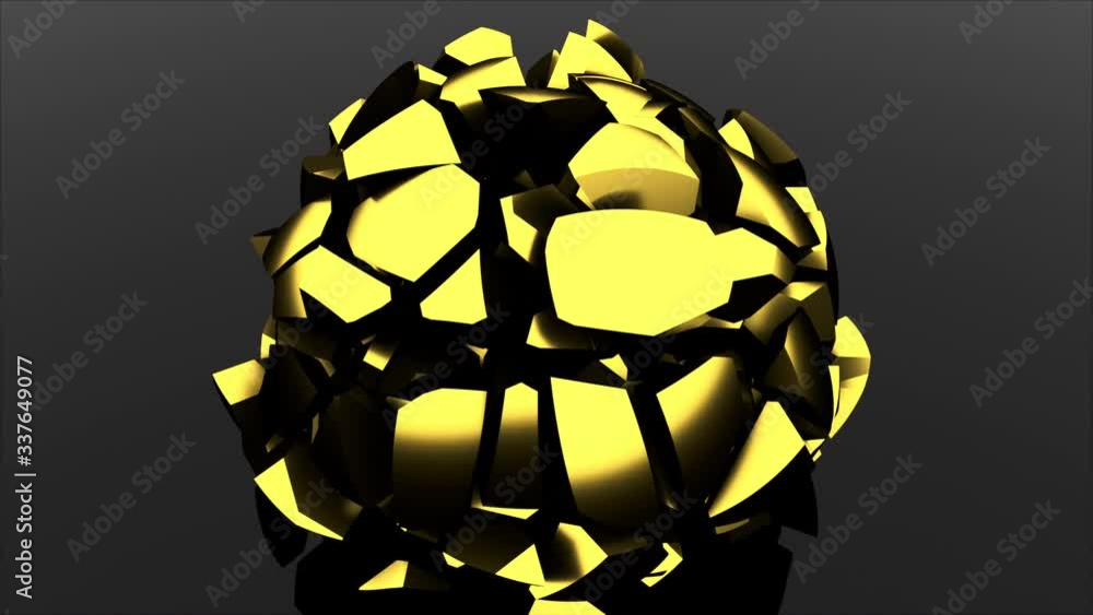 Poster 3d rendering modern abstract background. computer generated glass black ball falls and destructions 