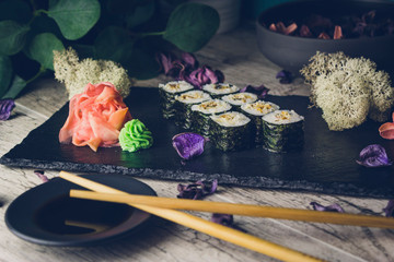 Sushi on the black board