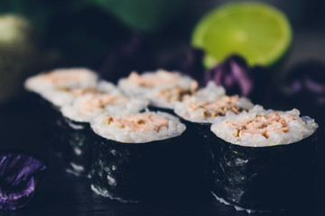 Sushi on the black board